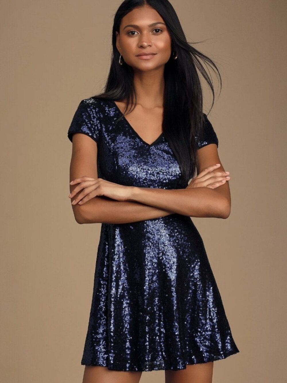 NWT Lulus Larsa Royal Blue Sequin Backless Mini Dress (size S) - Picture 2 of 11